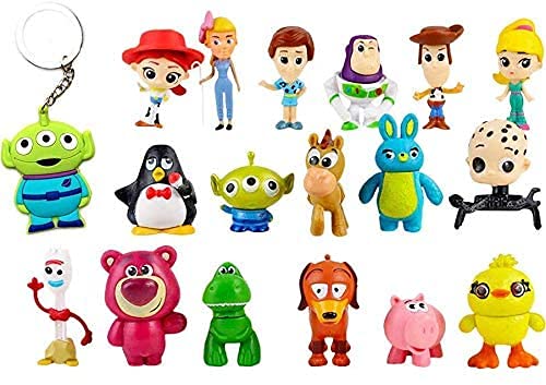 Toy Story Action Figures – Set of 17 Mini Figurines for Kids – Collectible Toy Store Cake Toppers – Great Party Favors for Toddlers – Action Figure Set with Keychain – Toy Story Birthday Supplies