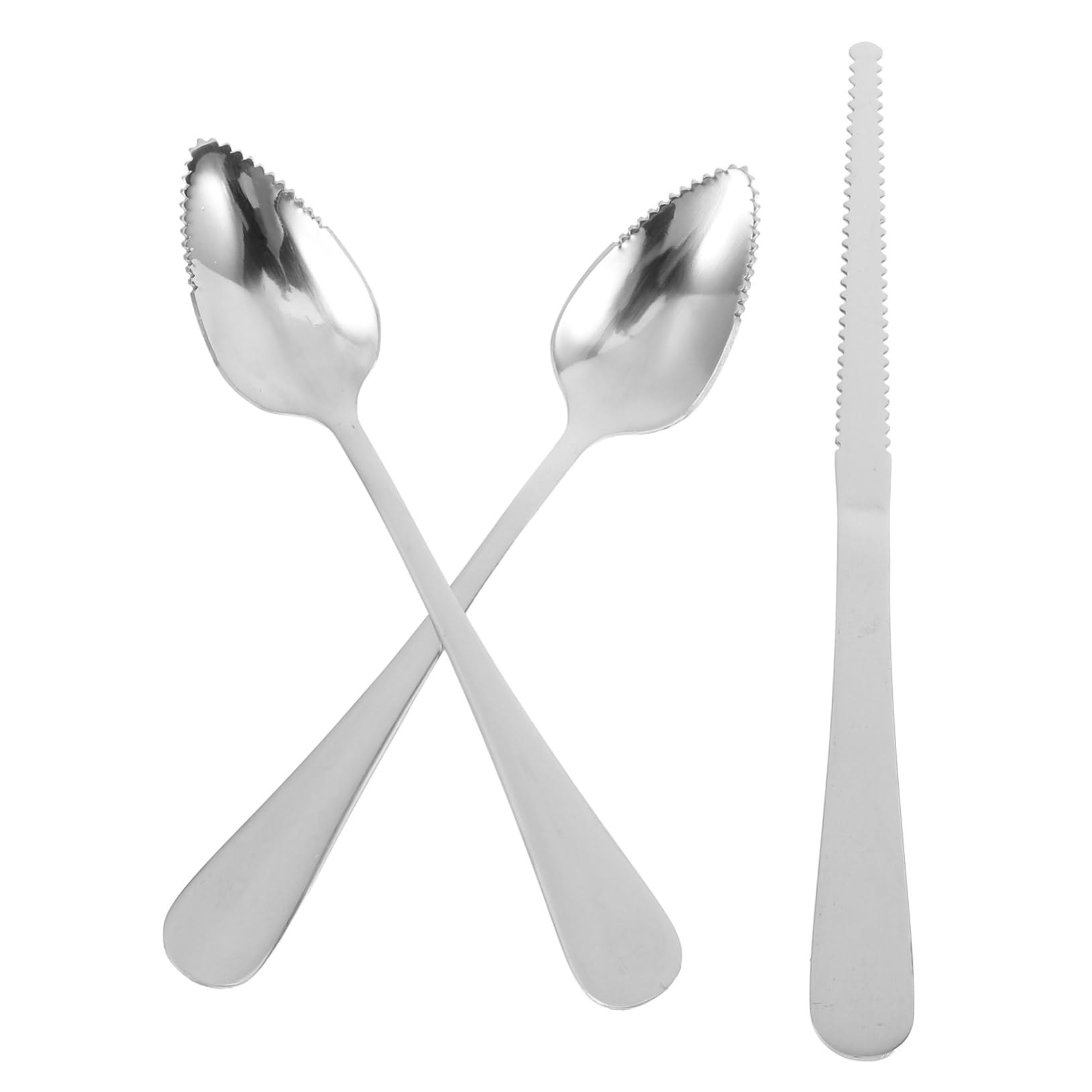 1 Set Stainless Steel Grapefruit Spoons With Serrated Edge And Knife Kiwi Fruit Dessert Spoons Utensil Tool For Berry Lemon Salads Pitaya