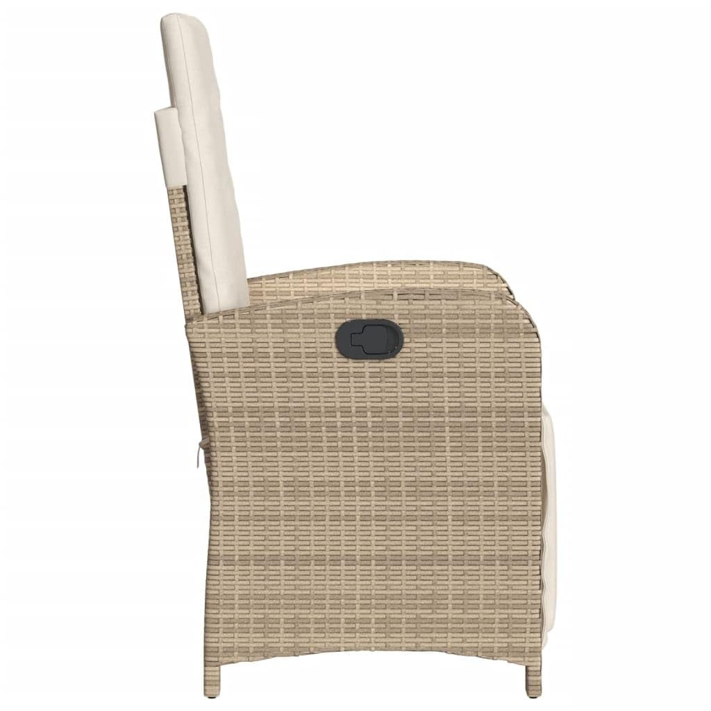 Poltrona reclinabile da giardino con poggiapiedi rattan PE Beige Sedie da esterno resistente alle intemperie, poltrone per terrazze, mobili da giardino, poltrone da giardino