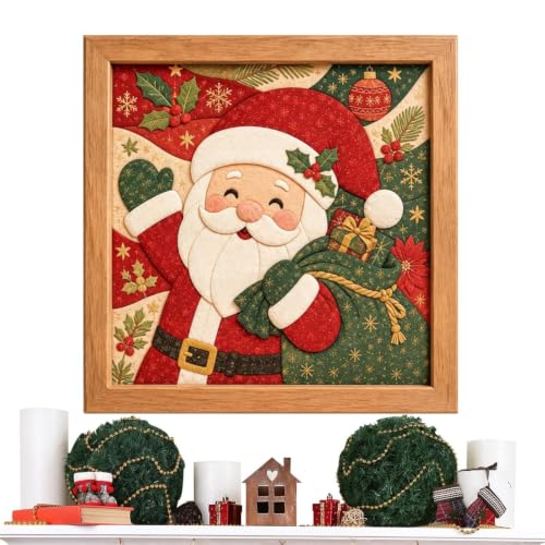 DIY Fabric Art Kit - Adult Mosaic Collage Set | Christmas Wall Decor | Quilt Design, Handmade Craft Project, for New Home Gift &