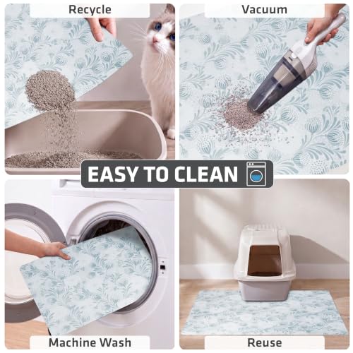 Image of Drymate Cat Litter Box Mat, Litter Trapping Mat, Light Blue, 29x36 XL