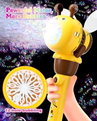 Seifenblasenmaschine Seifenblasen Stab Kinder, Electric Biene Bubble Machine Stick mit Seifenblasenlösung, Seifenblasenpistole Seifenblasenspielzeug für Kinder Geburtstag Hochzeit Party