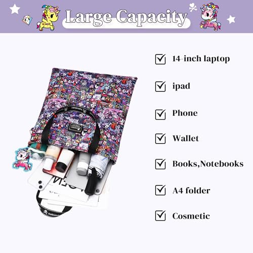 Image of tokidoki Large Tote Bag with Unicorno Keychain Laptop Travel Bag Shoulder Work Tote Weekender Bag Handbag for Women