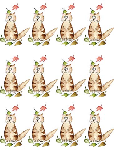 Calico Cat in Autumn - 66943 - Ceramic Decal - Enamel Decal - Glass Decal - Waterslide Decal - 3 Different Size Sheet (Images) to Choose from. Choose Either Ceramic (Enamel) or Glass Fusing Decals