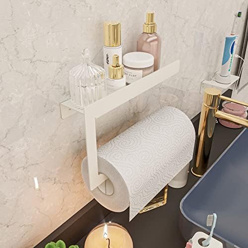 LMZ Kağıt Havlu Askısı, Mutfak ve Banyo İçin Yapışkanlı Kağıt Havluluk, Metal Havlu Tutacağı (Beyaz) - Görsel 1