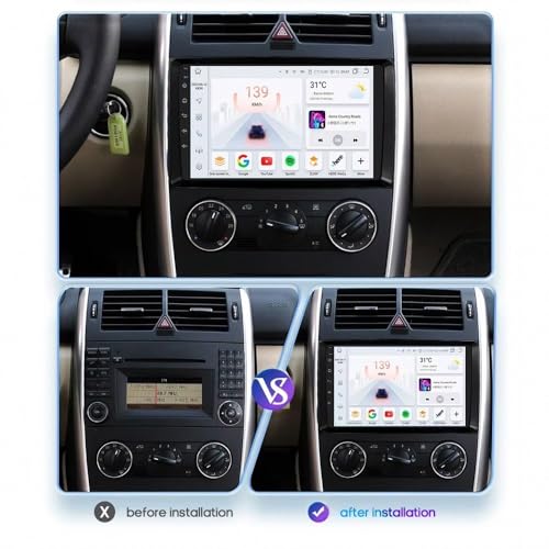Radio Coche 2 DIN con Android Auto, Carplay y Bluetooth para Benz 4