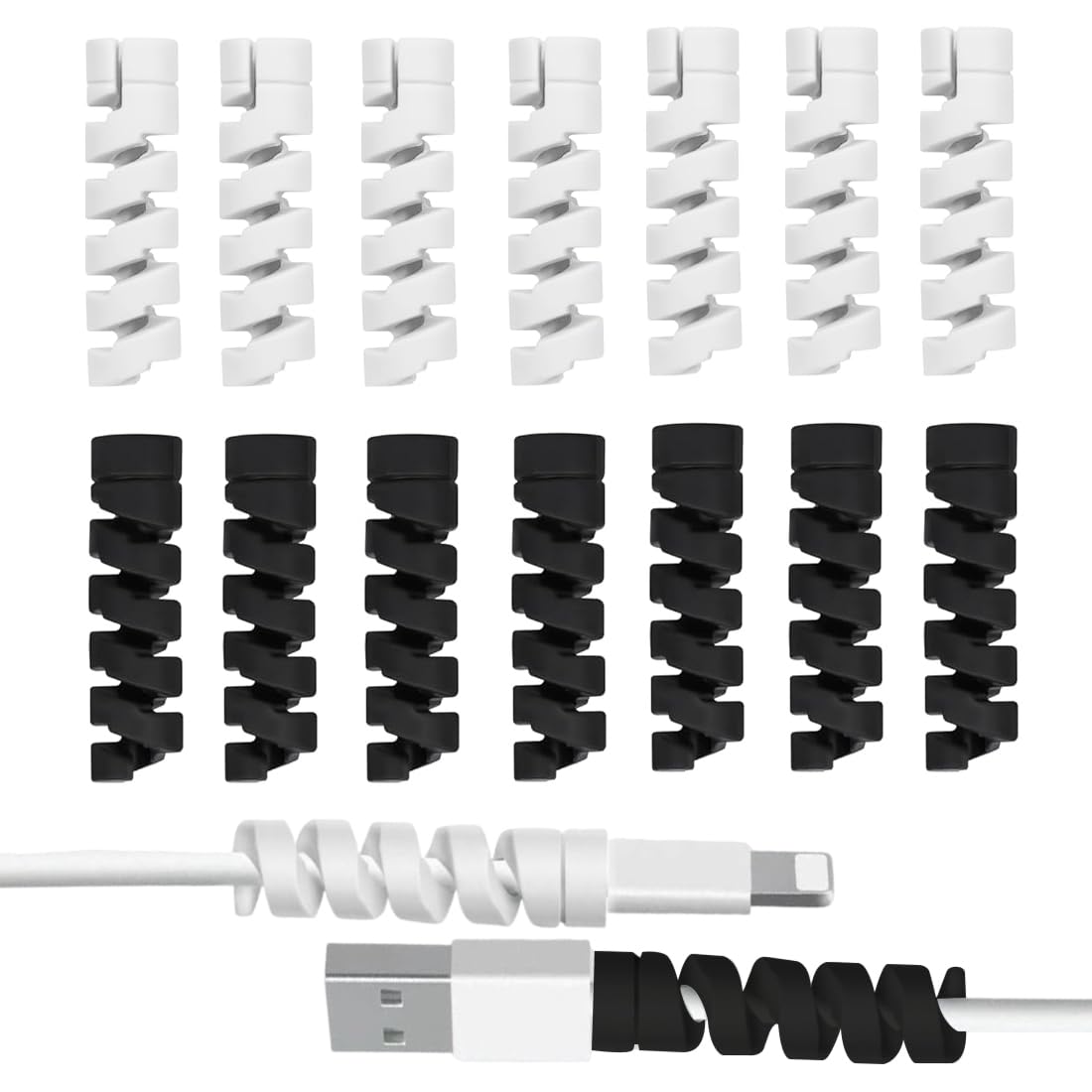 14 Pezzi Protezione Cavo Copri Caricatore per Caricatore Tipo-C Caricamento Rapido Tutti i Telefoni Cavo Mouse Cavo USB (Bianco + Nero)