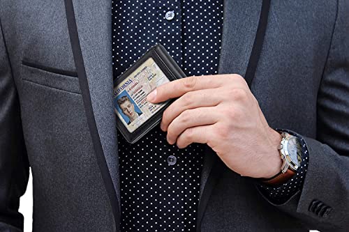 Contacts Men's Genuine Leather Wallet | RFID Blocking Wallet for Men | 12 Card Slots, 1 Id Window | 1 Zipper Coin Pocket, Red, Black, 3.9" in. x 2.8" in. 0.5" in., Minimalist2