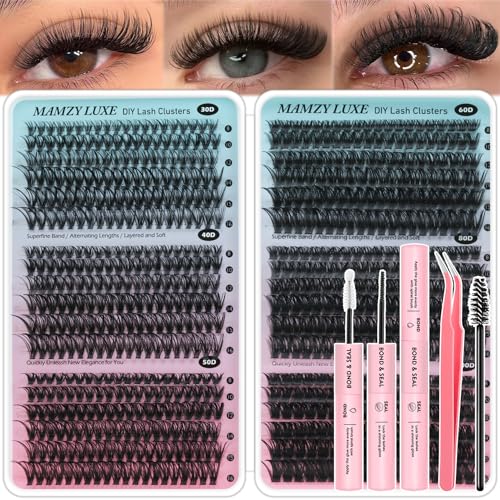 Lash Clusters Kit 708Pcs Individual Cluster Lash Extensions Kit 30D+40D+50D+60D+80D+100D Wispy...