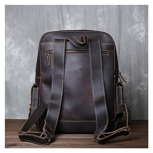 Retro Leather Backpack For Men Leather Backpack Casual Outdoor Travel Bag For Men(Black)3