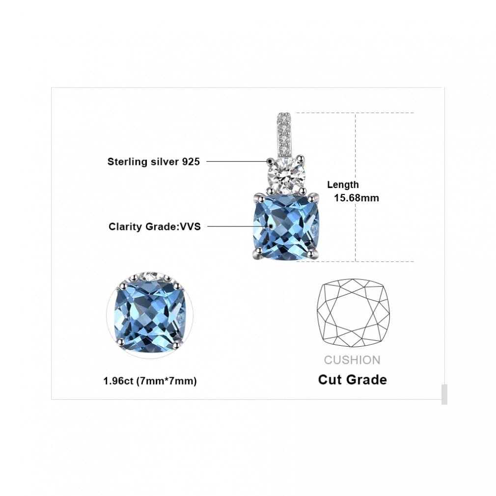 Collana con Ciondolo in Argento Sterling 925 con Topazio Azzurro Naturale da 1,9 ct per Donna Girocollo con Pietre preziose Senza Catena