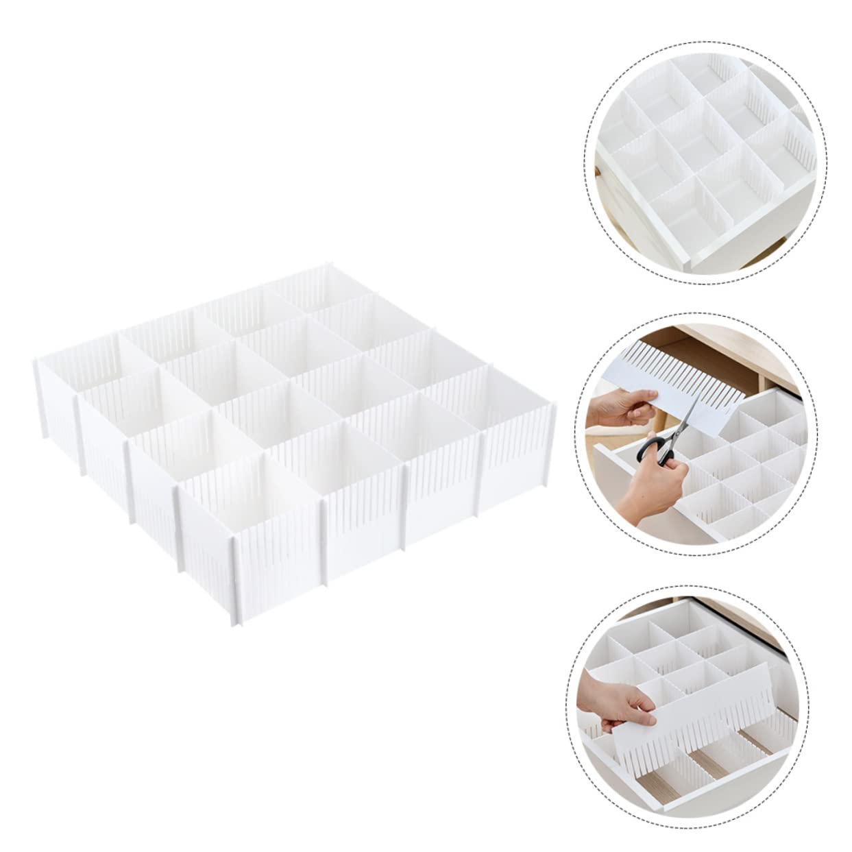 Divisori per Cassetti per Armadio, Plastico Bianco 38x11 Cm, 10 Pezzi