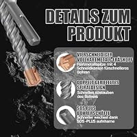 CSOOM SDS Plus Bohrer 20 * 260, Hammerbohrer, Professionell Betonbohrer，Ideal zum Bohren in Stein, Beton, Naturstein, Ziegelmauer – Ansicht 3