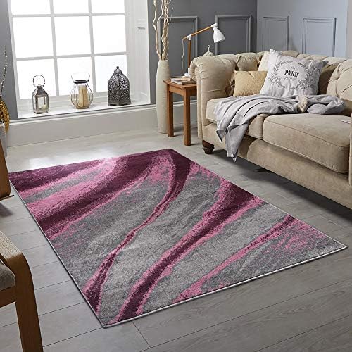Rugs City Modern Purple Black Red Blue Abstract Pattern Dining Room Area Rug Extra Large Small Kitchen Thick Soft Touch Short Pile Living Room Bedroom Carpet Hallway Runner Rugs (BLACK, 80 X 150 CM)
