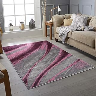 Rugs City Modern Purple Black Red Blue Abstract Pattern Dining Room Area Rug Extra Large Small Kitchen Thick Soft Touch Short Pile Living Room Bedroom Carpet Hallway Runner Rugs (BLACK, 80 X 150 CM)