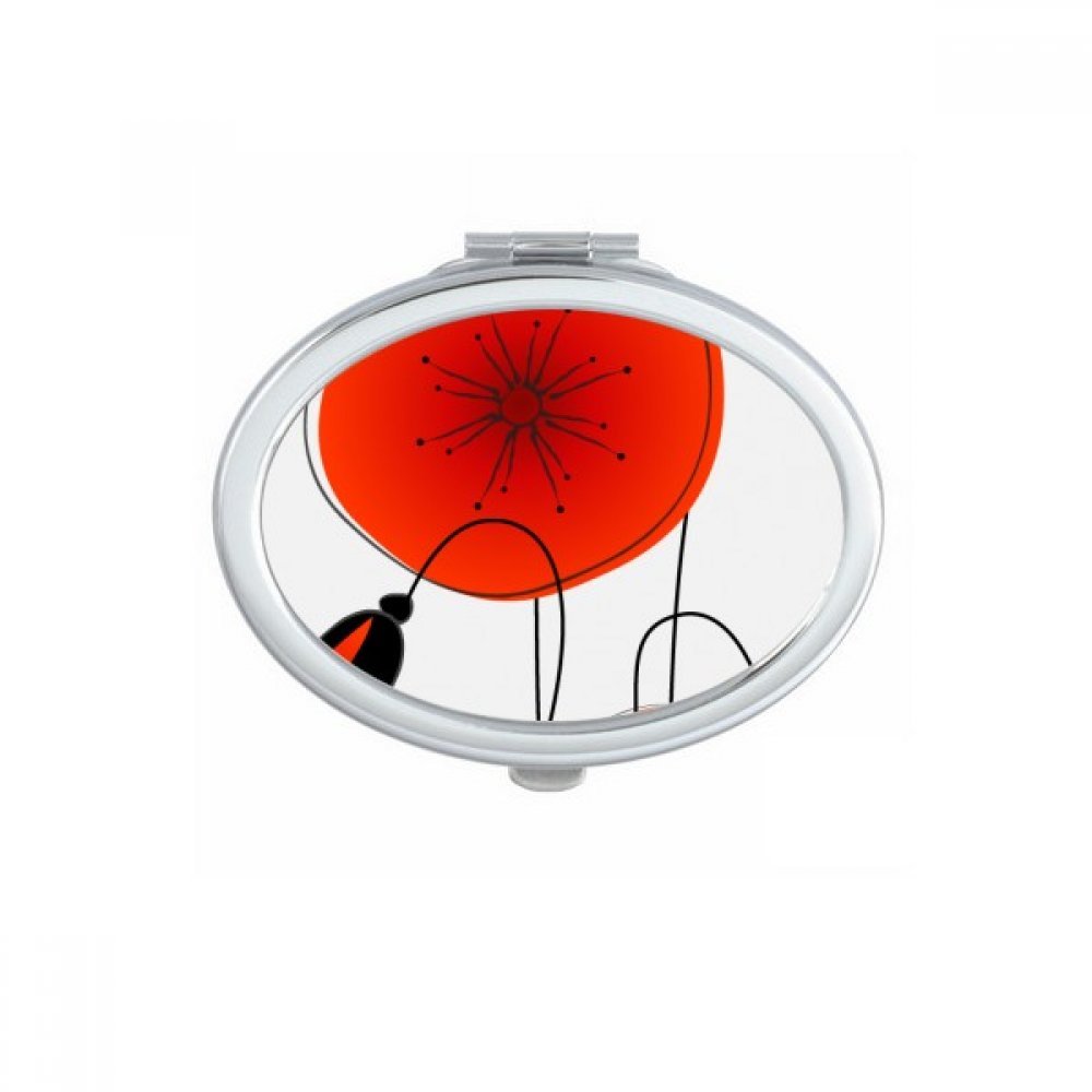 Miroir de maquillage pavot peinture fleurs compact de poche ovale portable