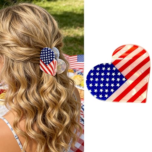 Pinzas para cabello con corazones patrióticos estilo 4 miniatura 1