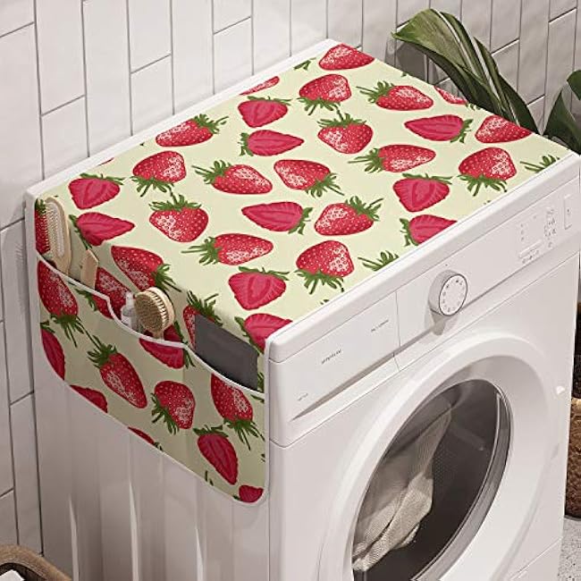 Ambesonne Butterfly Washing Machine Organizer, Mothers Day Spring Themed Blossoming Nature Image Poppy Flowers Print, Anti-slip Fabric Cover for Washers and Dryers, 47 x 18.5, Pink Reseda Green Blue