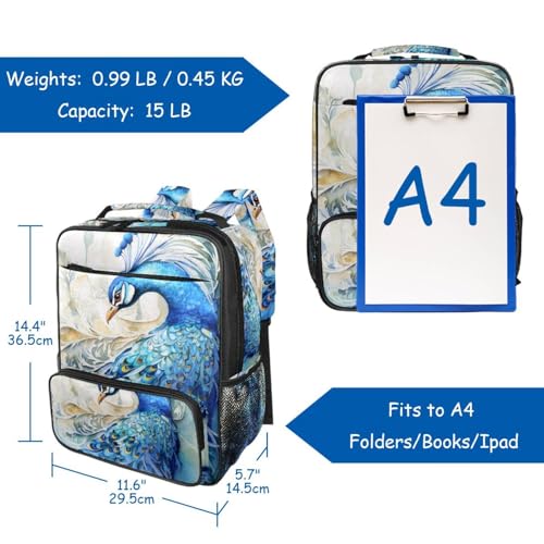Sacs à dos de voyage petit format paon bleu imprimé artistique - 6