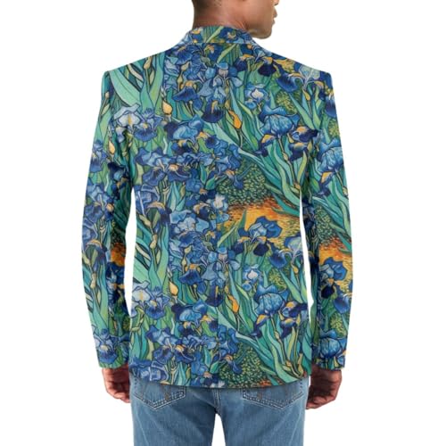 GLUDEAR Men's Casual Suit Blazer Jackets Paint Starry Night Print Slim Fit One Button Coats Blazers2