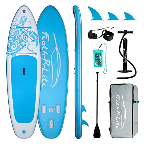 FEATH-R-LITE 106 Inflatable Stand Up Paddle Board Ultra-Light Paddleboards - SUP Accessories Adjustable Paddle Pump Backpack Leash Fins for All Skill Levels