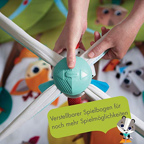 Tiny Love Gymini Deluxe, 2-in-1 Spieldecke Baby Musik, 0+ Monate, Vielseitige Spielmatte Baby, 18 Aktivitäten, Musikspielfigur für Unterwegs, Verstellbare Bögen, Kognitive Entwicklung, Into the Forest – Bild 3