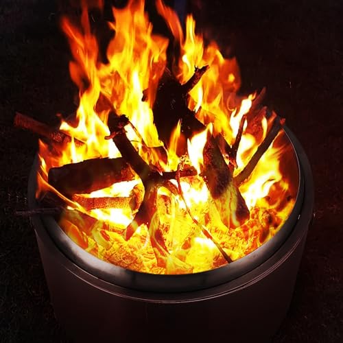 20.5" Smokeless Fire Pit with Air Switch, Wood Burning Portable Stainless Steel Outdoor Firepit with Removable Stand & Stove Hook, Ash Pan, for Camping Backyard Patio Picnic, H: 16 in, 22 lbs
