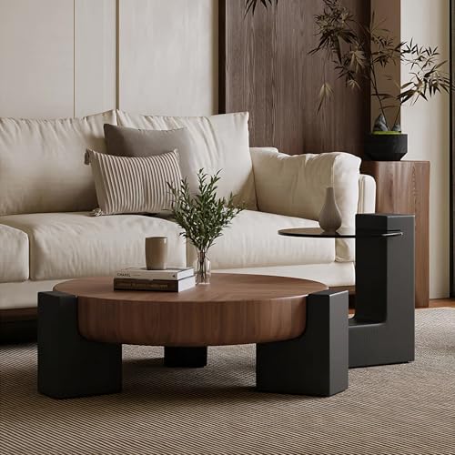 Image of The Attic Josephine Coffee Table Set, Glass Coffee Table, Wooden Centre Table
