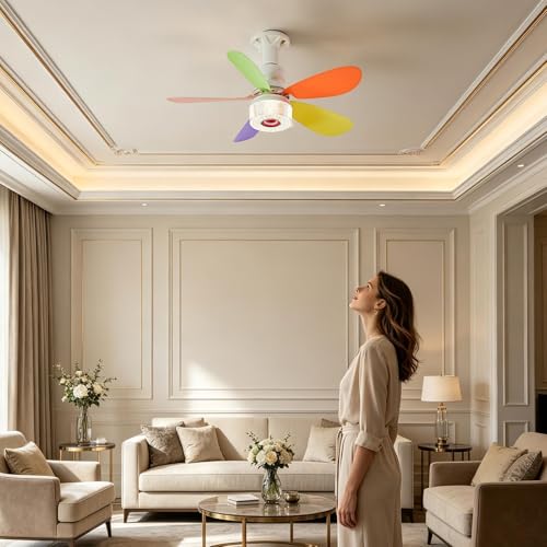 Ventilador de techo con altavoz inalámbrico de 3 velocidades 4
