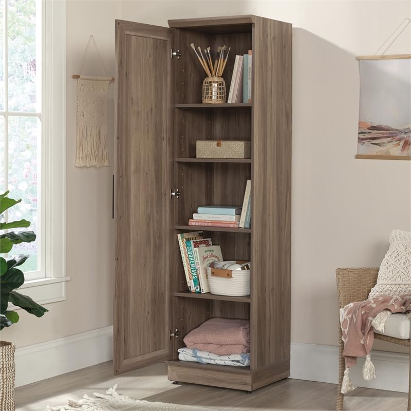 Miniatura 5 de Sauder Homeplus - Despensa de madera de una sola puerta con acabado de roble salado