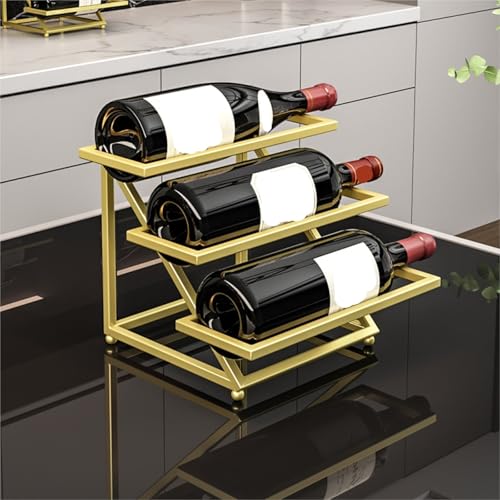 Soporte para botellas de vino estilo industrial en metal dorado miniatura 4