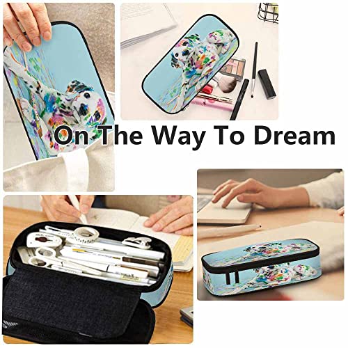 Image of Yekiua Cute Dog Pencil Pouch Painted Puppy High Capacity Pencil Case Stationary Bag Cosmetics Bag Colorful