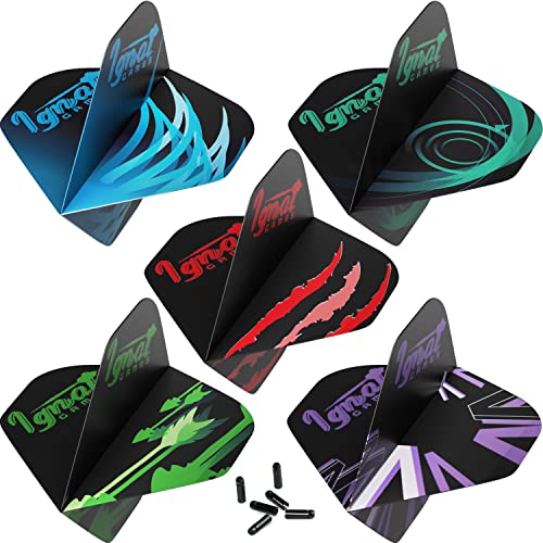 IgnatGames Ailettes de Fléchettes 30pcs - 10 Ensembles de Ailettes de Forme Standard et 6 Protecteurs d’ Ailettes, Kit d'Accessoires pour Les Fléchettes Cover