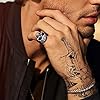 Dochais Men's Ring Silver,Stainless Steel Rings,Gothic Skull Ring for Men,Vintage Gothic Biker Ring (Silver, P½) #5