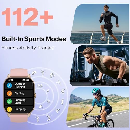 Smart Watch, Fitness Tracker with Dail Calls Speaker, 1.85" TFT-Touch Screen IP68 Waterproof Smartwatch, 112 Sport Modes Activity Tracker with Heart Rate Monitor, Pedometer Watch for Women Men, Pink 5 519Gpr7nldL. AC