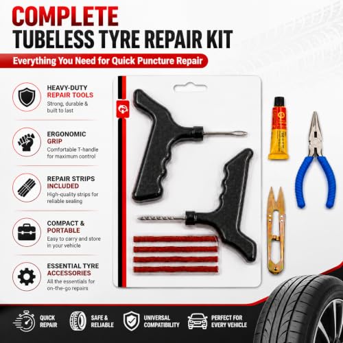 Image of Tubeless Tyre Puncture Repair Kit for Car Bike Motorcycle 5 Repair Strips