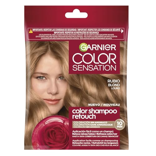 Garnier Color Shampoo Retouch Colorazione permanente biondo – 100% copertura capelli bianchi – dura fino a 4 settimane