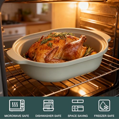 MAGNIFIQUE 4 Quart Programmable Casserole Slow Cooker, 8-in-1 Multi Cooker with Removable Non-Toxic Stoneware Crock, Claypot Slow Cooker, Rice-cooking, Nonstick, Oven Safe Pot to 450°F, Olive - Thumbnail 7