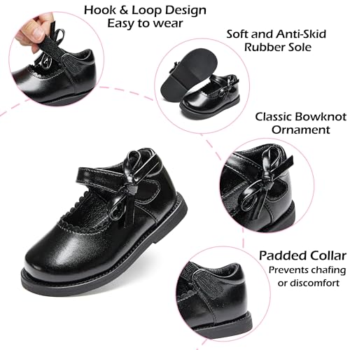 Image of PHIRAMIN Toddler Girl Mary Jane Student Oxford Shoes-Little Girl School Uniform Shoes for Wedding Party