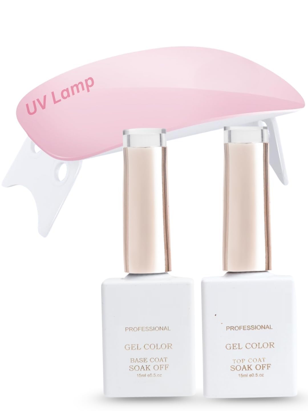 Professional Gel Color Base Coat and Top Coat Soak Off Kit with UV Lamp, 15ml Each-image-29
