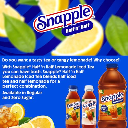 Image of Snapple Zero Sugar Half 'n Half Tea, 16 fl oz recycled plastic bottle, Pack of 12