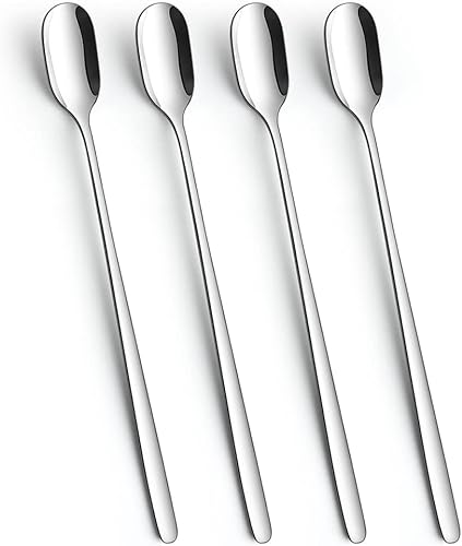 Cucharas de té helado de mango largo, cucharas de té de 9.1 pulgadas, cuchara de café, cuchara de helado, cucharas de mezcla de cóctel de acero