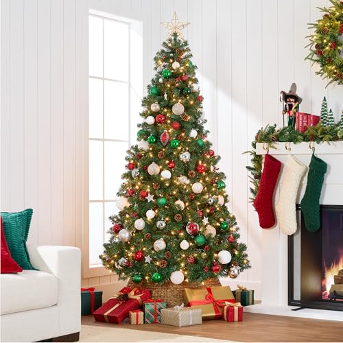 Image of Best Choice Products 12ft Pre-Lit Pre-Decorated Artificial Christmas Tree Spruce w /Twinkling LEDs Pinecones, Berries, 1,300 Lights, w / 4,188 Tips