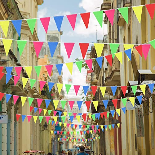 Image of Party Propz Colourful Bunting Flags For Decoration - 1 Set of 24 Pcs (2.1 meters) Rainbow Buntings For Decoration | Multicolor Banner for Decoration (Cardstock)