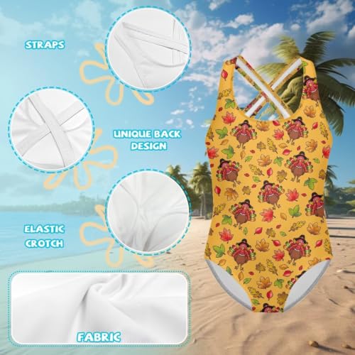 Image of Girls One Piece Swimsuits Quick Dry Beach Bathing Suit Crossback Swimwear 5-14 Years