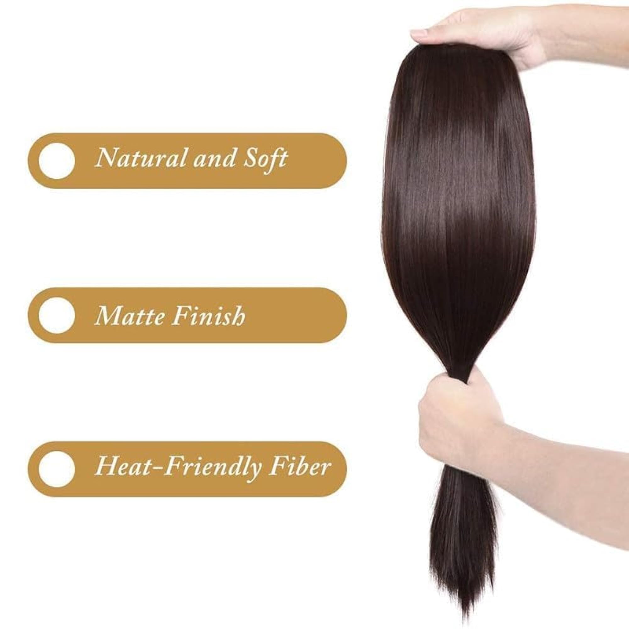 30 Inch Straight Natural Dark Brown Synthetic Hairpiece