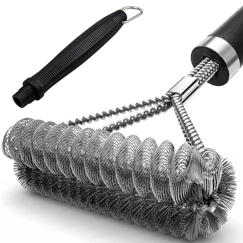 Kezidhp Grillbürste für Gussrost, Grill Bürste mit Extra Langer Wärmedämmung Griff, Drahtbürste Grill, Grillbürste Edelstahl, für Gasgrill, Holzkohlegrill, Kugelgrill, Elektrogrills