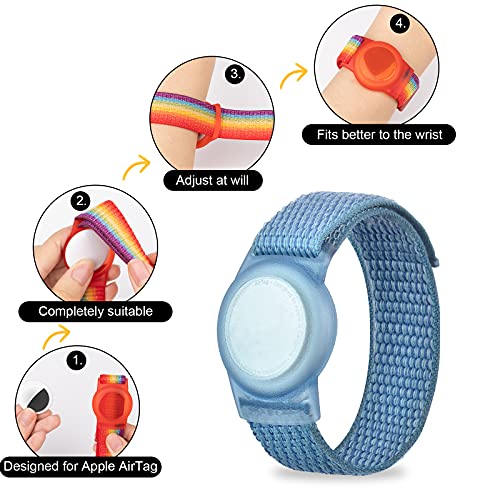 Image of Bracelet for AirTag Kids,Protective Cover for Air Tag with Nylon Wristband | Adjustable for Air Tag Bracelet,Anti Lost GPS Trackers Case Elastic Watch Band for Toddlers Girls Boys Elders
