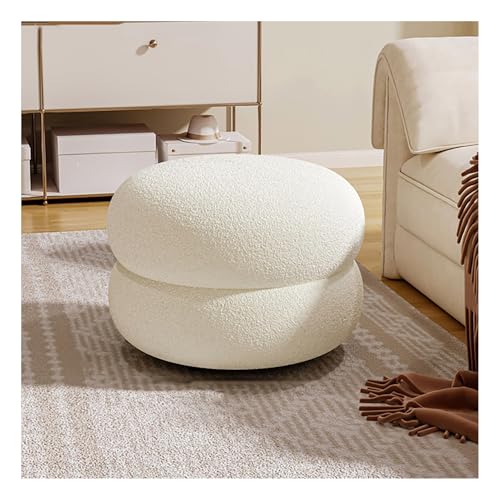 Lista de Taburetes . 41 JTWWDM Reposapiés Tapizado en Tela Polar, Reposapiés Otomano Redondo Moderno, Asiento Acolchado Felpa Lana para Mesa Centro, Taburete Tocador Blanco para La...