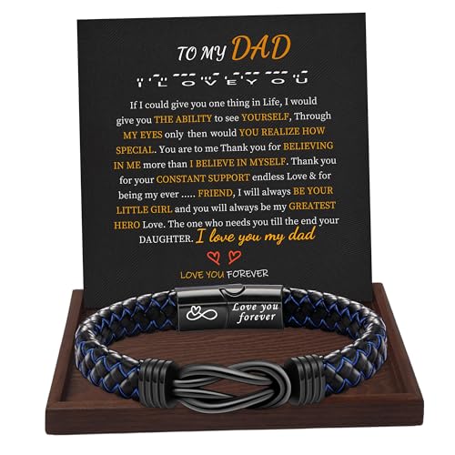 I Love You Gifts for Him Leather Bracelet for Men Knot Infinity Bracelets Valentines Day Gift for Husband Boyfriend Dad Son Grandson Anniversary Birthday Jewelry Graduation Gifts for Him 2024